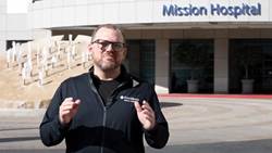 Still shot of videw where chief executive Seth Teigen welcomes patients and visitors to Mission Hospital.