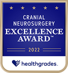 Insignia del premio Healthgrades para neurocirugía craneal, premio a la excelencia, 2022