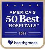 Healthgrades 50 Best Hospitals 2023 award badge