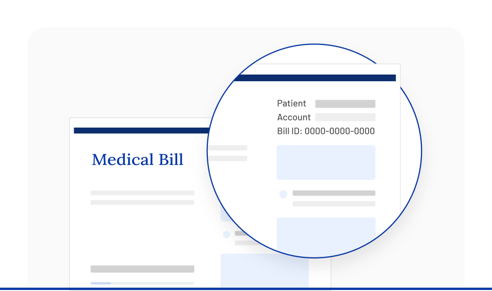 Sección de paciente, cuenta e ID de factura de la factura médica